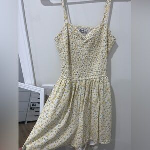 Yellow Floral Dress w Built-In Shorts